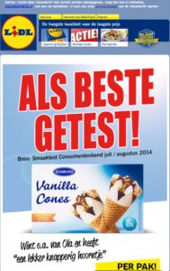 Lidl- Ola Vanilla Cones: misleading claim – group too small