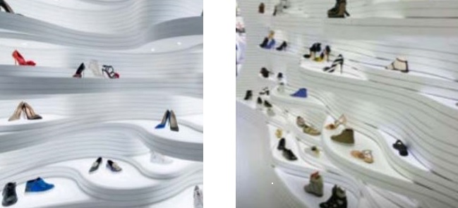 Ban on wave shaped shoe display- copyrights infringement shoe display Shoebaloo